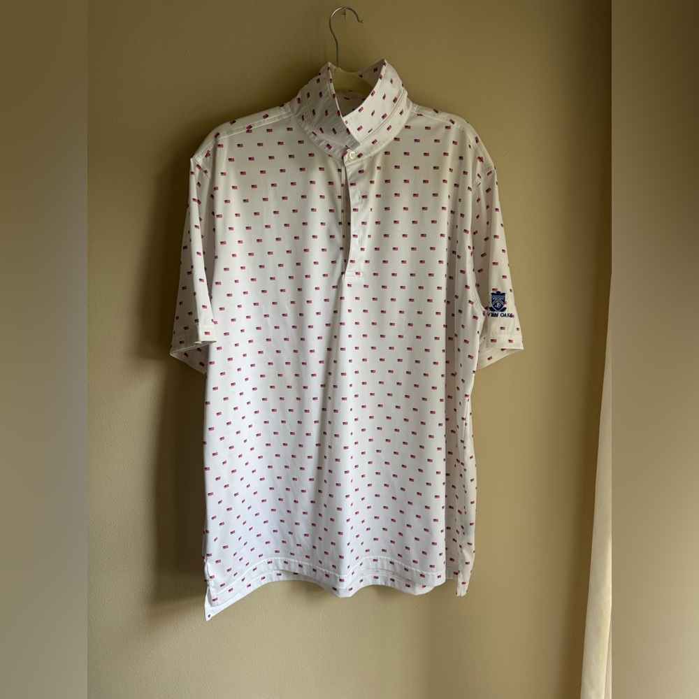 Donald Ross White and Red Patterned Men's Polo Shirt